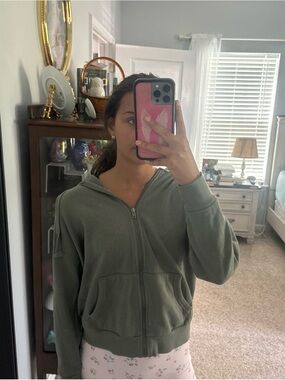 Hippie Rose Olive Zip Hoodie